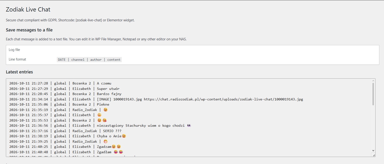 Chat Zodiak - plugin Wordpress - obrazek 3
